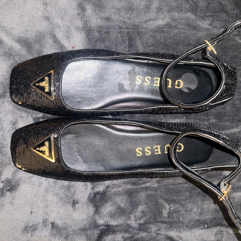 GUESS Women's Black Sequin Ballet Flats - Picture 3 of 6